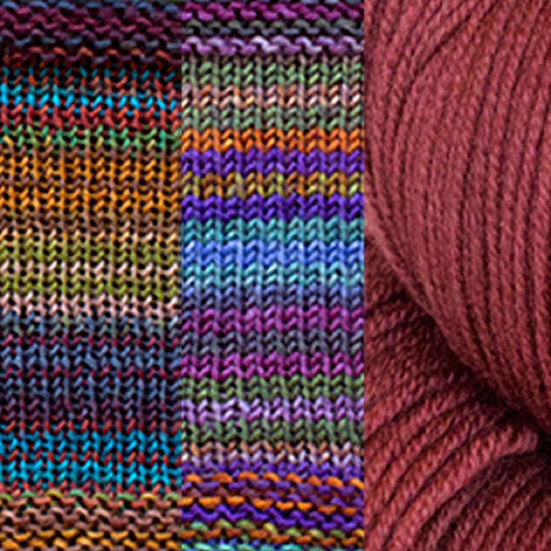 Positive Vibrations Shawl Kit | Yarn Art of Elegant Shapes and Colors-Knitting Kits-Urth Yarns-3002 + 3020 + Black Grape-Revolution Fibers
