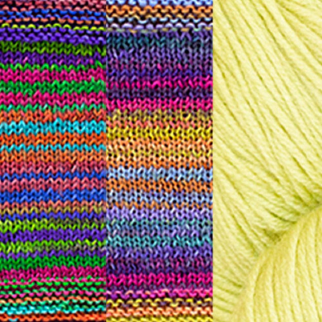Positive Vibrations Shawl Kit | Yarn Art of Elegant Shapes and Colors-Knitting Kits-Urth Yarns-3023 + 3024 + Pistachio (Marin's Pick)-Revolution Fibers