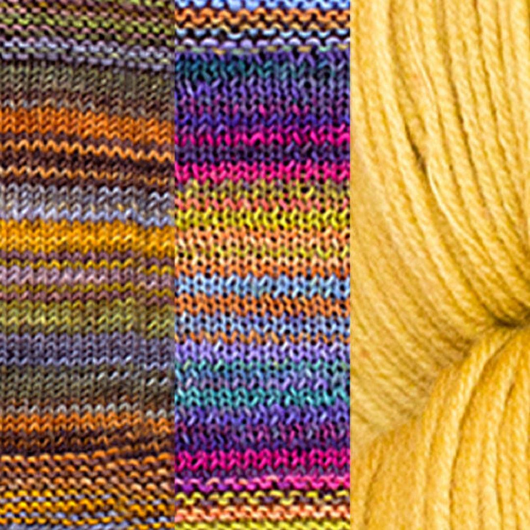 Positive Vibrations Shawl Kit | Yarn Art of Elegant Shapes and Colors-Knitting Kits-Urth Yarns-3001 + 3024 + Pomegranate-Revolution Fibers