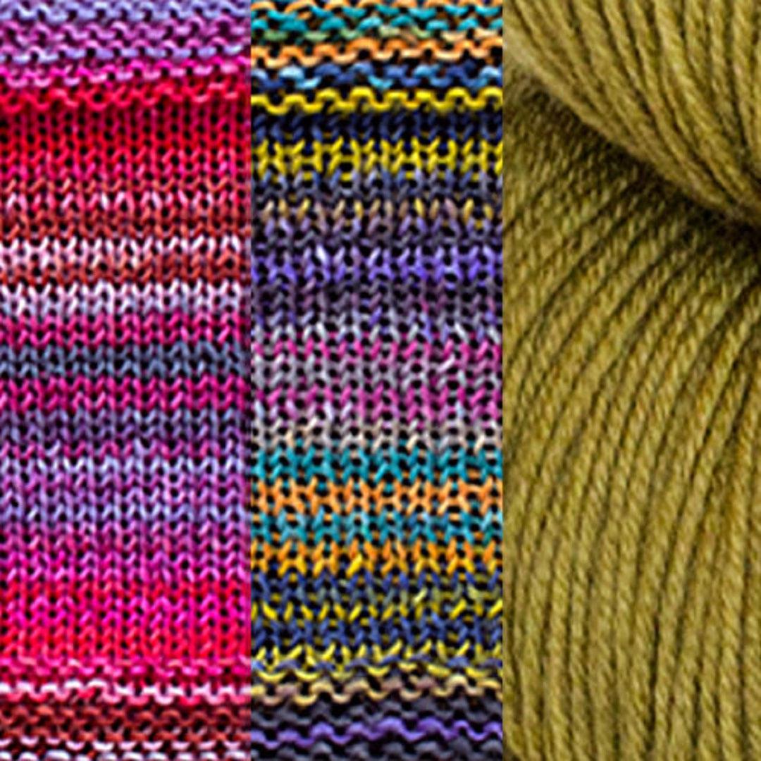 Positive Vibrations Shawl Kit | Yarn Art of Elegant Shapes and Colors-Knitting Kits-Urth Yarns-3005 + 3022 + Fig-Revolution Fibers