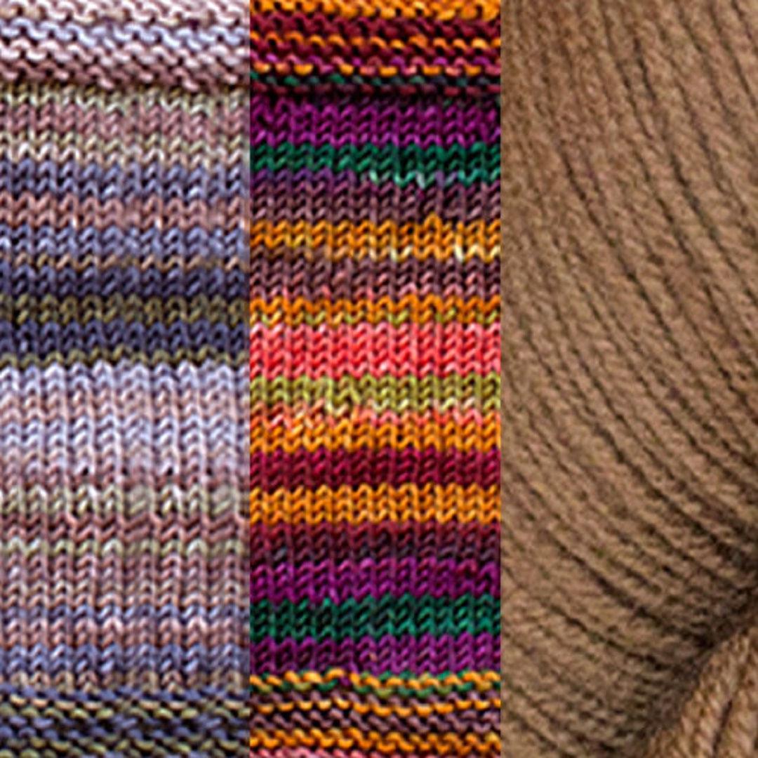 Positive Vibrations Shawl Kit | Yarn Art of Elegant Shapes and Colors-Knitting Kits-Urth Yarns-3006 + 3008 + Walnut-Revolution Fibers