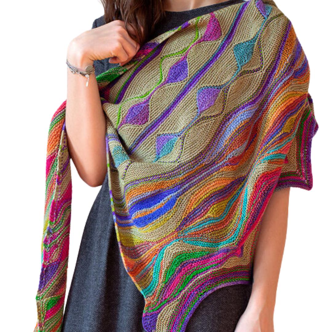 Positive Vibrations Shawl Kit | Yarn Art of Elegant Shapes and Colors-Knitting Kits-Urth Yarns-3023 + 3024 + Pistachio (Marin's Pick)-Revolution Fibers