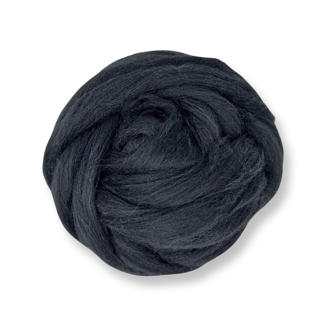 Reven Black Corriedale Wool Combed Top