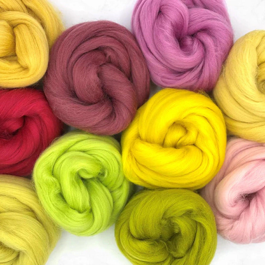 Mixed Merino Wool Variety Pack | Spring Blossom (Multicolored) 250 Grams, 23 Mircon-Wool Roving-Revolution Fibers-Revolution Fibers