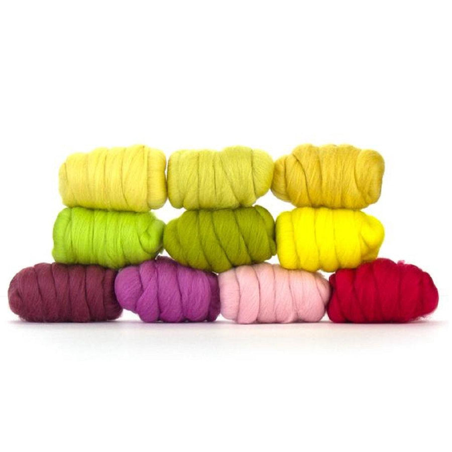 Mixed Merino Wool Variety Pack | Spring Blossom (Multicolored) 250 Grams, 23 Mircon-Wool Roving-Revolution Fibers-Revolution Fibers