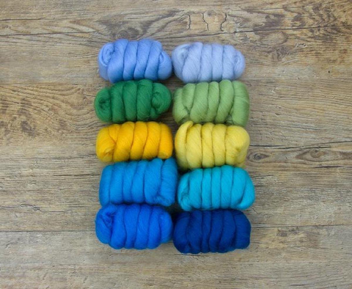 Mixed Merino Wool Variety Pack | Summer Holiday (Multicolored), 250 Grams, 23 Micron-Wool Roving-Revolution Fibers-Revolution Fibers