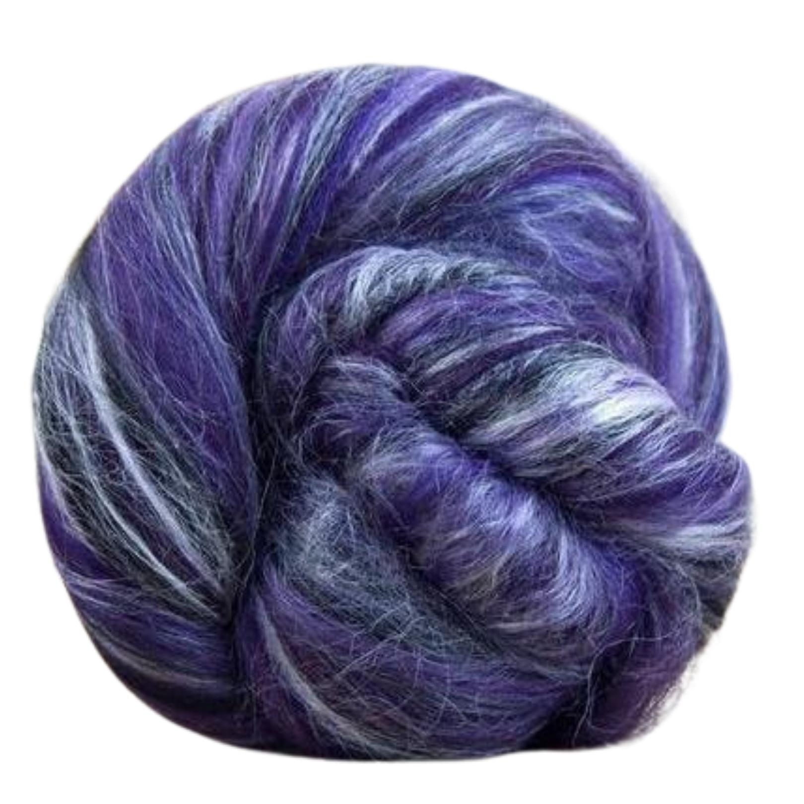 Constellation Range Roving (8 Ounces) | Tonal Blend of 70% Dyed Merino and 30% Fine Tussah Silk, 21 Micron-Wool Roving-Revolution Fibers-Taurus Purple-Revolution Fibers