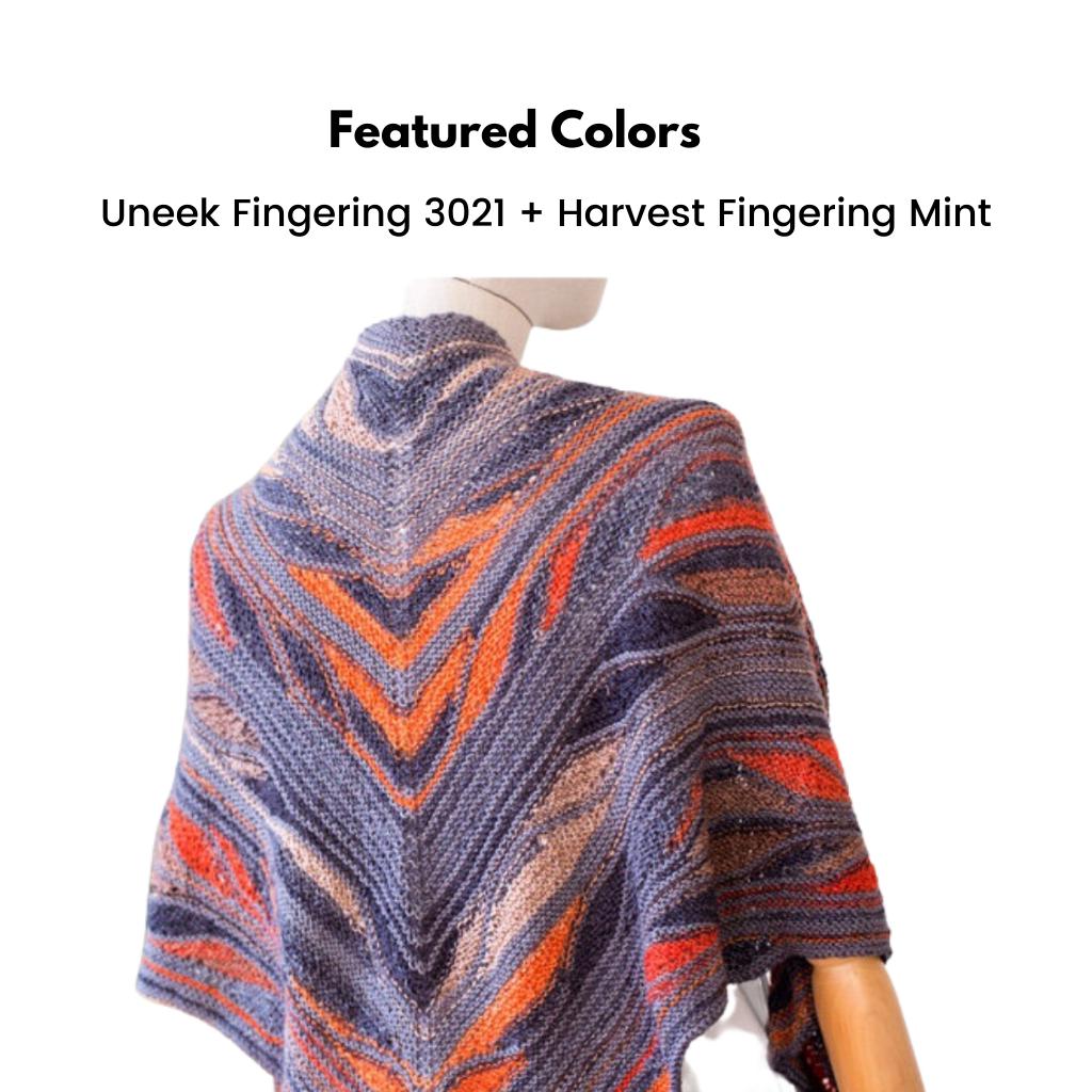Butterfly Papillon Shawl Kit | Yarn Art Using Elegant Short Rows-Knitting Kits-Urth Yarns-3003 + Grape Leaf-Revolution Fibers