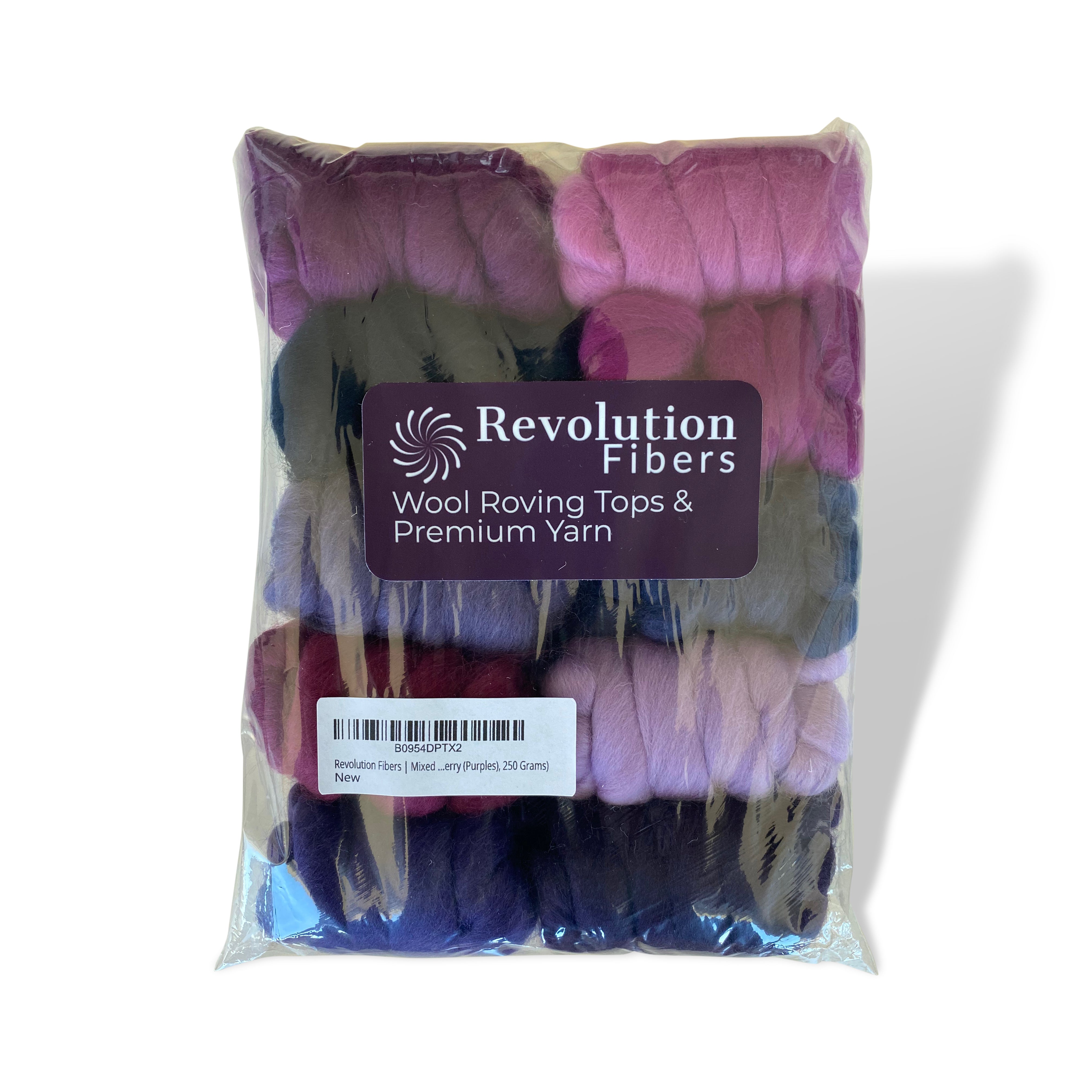 Mixed Merino Wool Variety Pack | Very Berry (Purples) 250 Grams, 23 Micron-Wool Roving-Revolution Fibers-Revolution Fibers