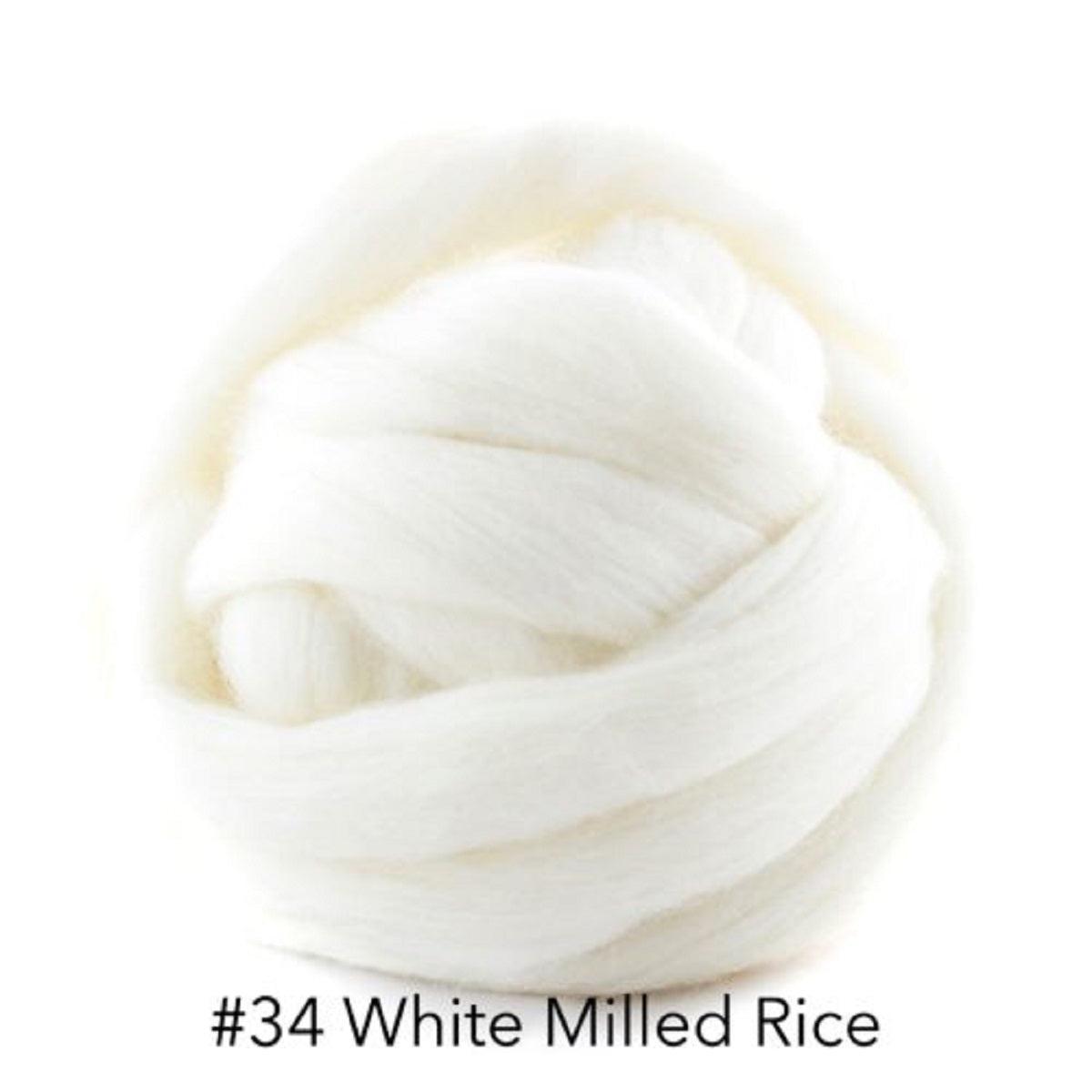 Polish Merino Wool Top - White Milled Rice-Wool Roving-Kromski-8 Ounces-Revolution Fibers