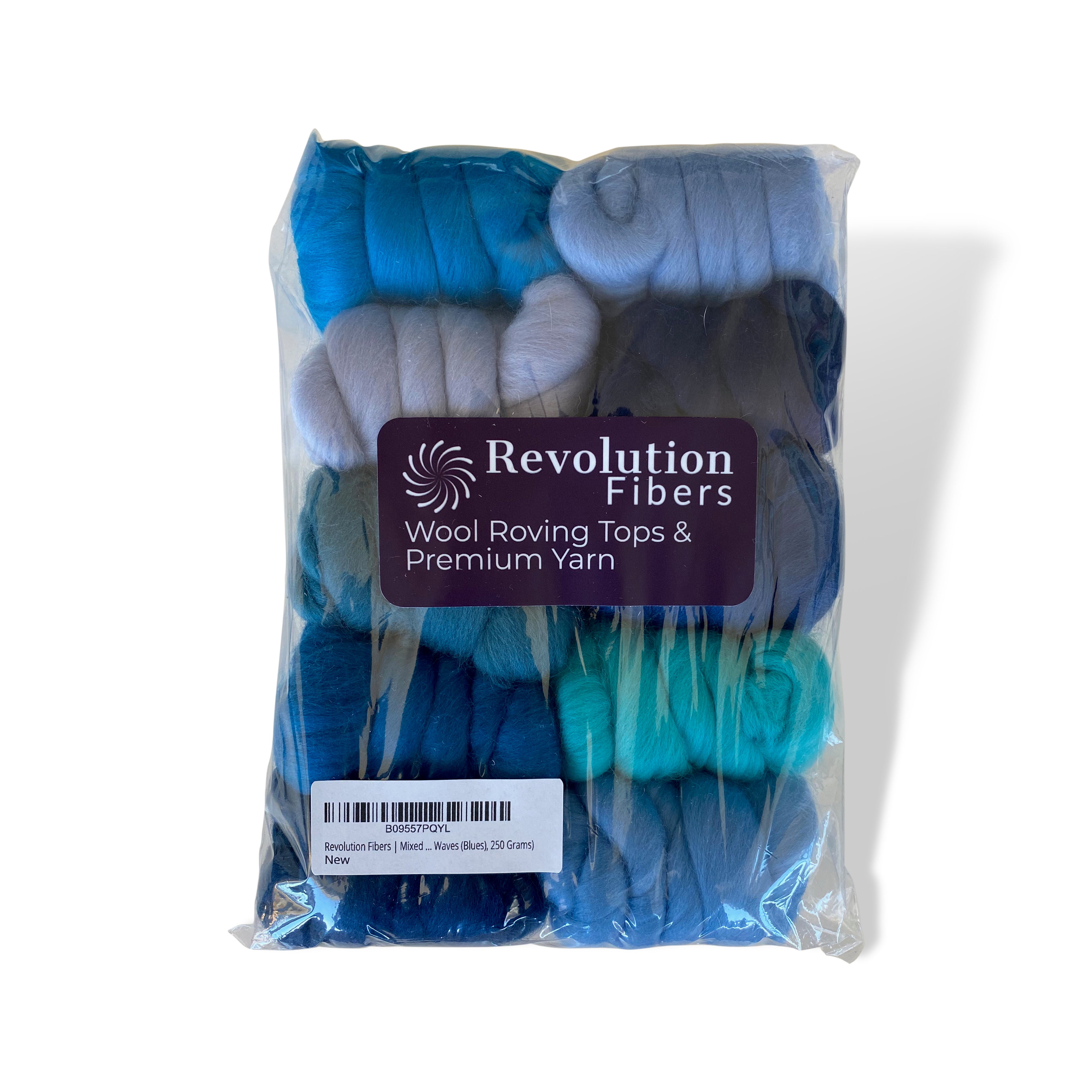 Mixed Merino Wool Variety Pack | Wooly Waves (Blues) 250 Grams, 23 Micron-Wool Roving-Revolution Fibers-Revolution Fibers