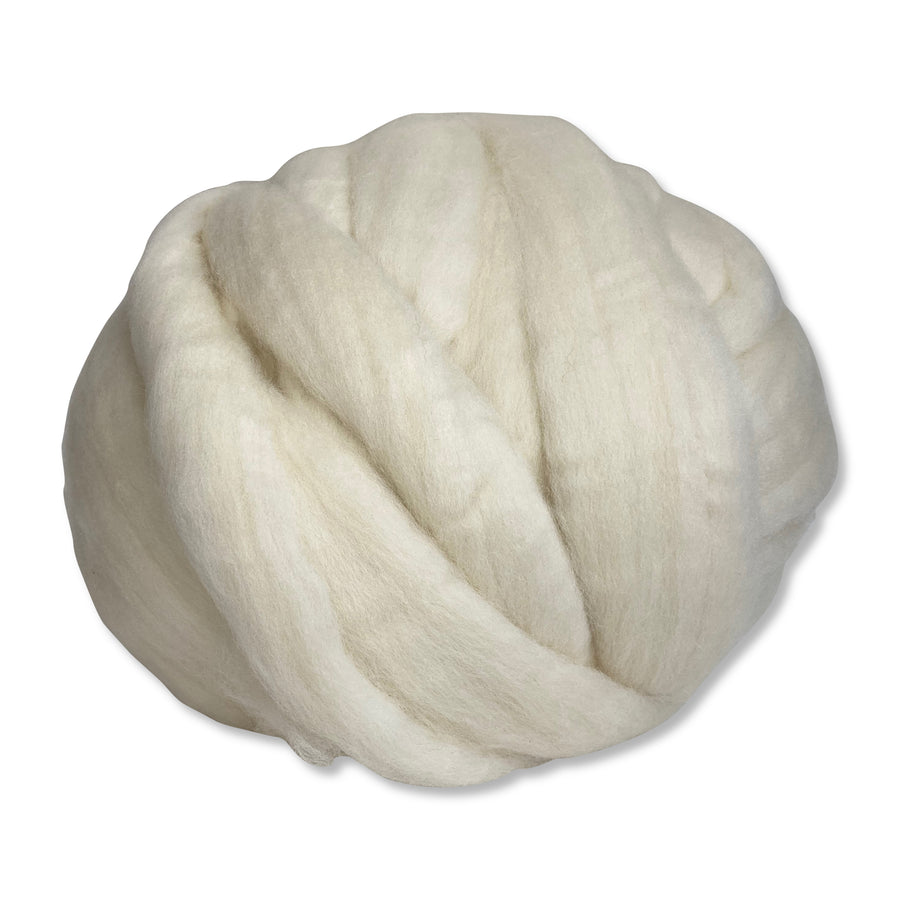 Desert Breeze 100% Natural White Wool Roving Top, USA Mill, 29.5 Micron, Un-Dyed, 8 oz Corriedale, Beige